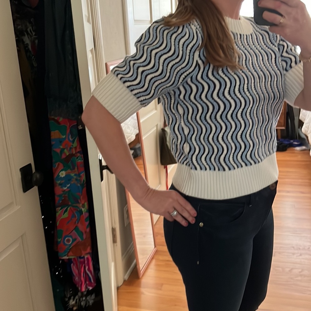 THML IN TOO DEEP BLUE WAVY STRIPE SWEATER TOP large - Picture 6 of 16